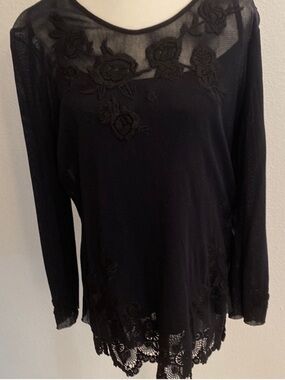 Johnny Was black mesh lace tunic with camisole